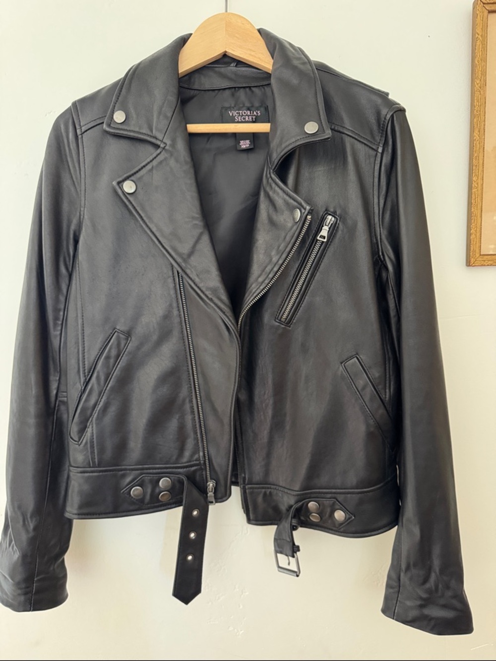 Victoria's Secret Black Leather Asymmetrical Moto Jacket
